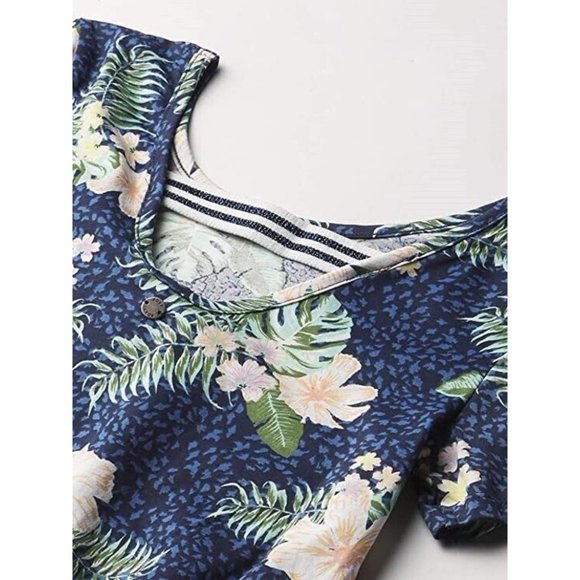 NWT ROXY GIRL THE CLOUDS SHORT SLEEVE DRESS BLUE FLORAL PRINT DRESS 4 & 6 - Picture 3 of 10